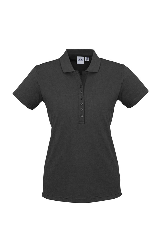Shadow Cotton Blend Polo Shirt - Women - Graphite Black