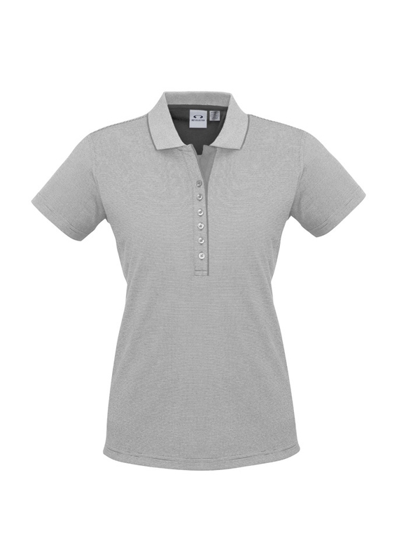 Shadow Cotton Blend Polo Shirt - Women - Silver Grey