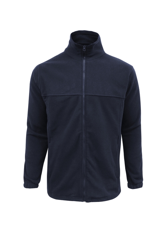Plain Zip Front Microfleece Jacket - Men - Navy