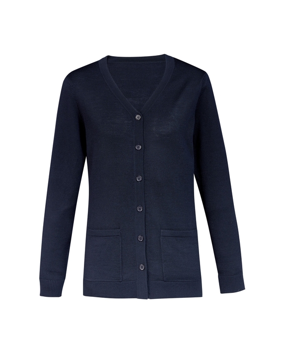 V Neck Button Front Cardigan - Women - Navy