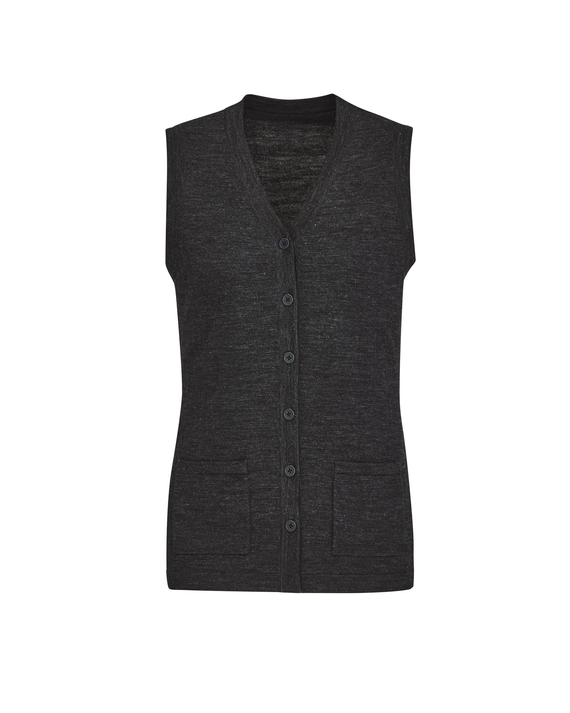 Sleeveless Vest with Button Front - Women - Charcoal