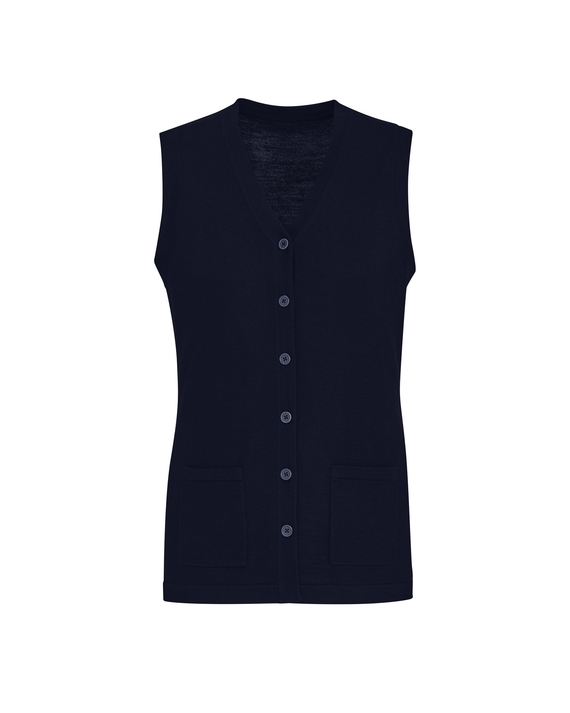 Sleeveless Vest with Button Front - Women - Navy