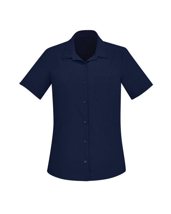Florence Plain Short Sleeve Shirt - Women - Navy