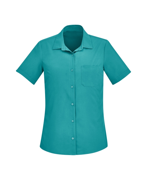 Florence Plain Short Sleeve Shirt - Women - Teal