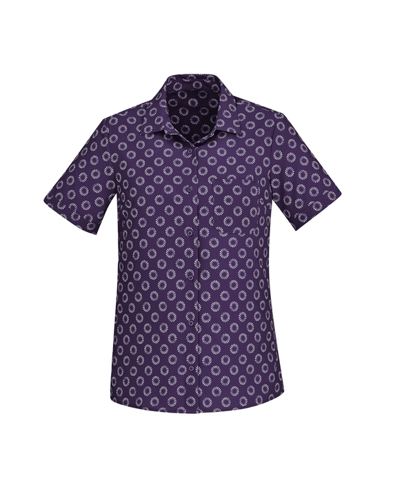 Florence Daisy Print Short Sleeve Shirt - Women - Daisy Purple