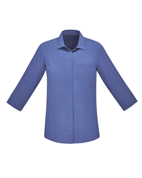 Florence Plain 3/4 Sleeve Shirt - Women - Mid Blue