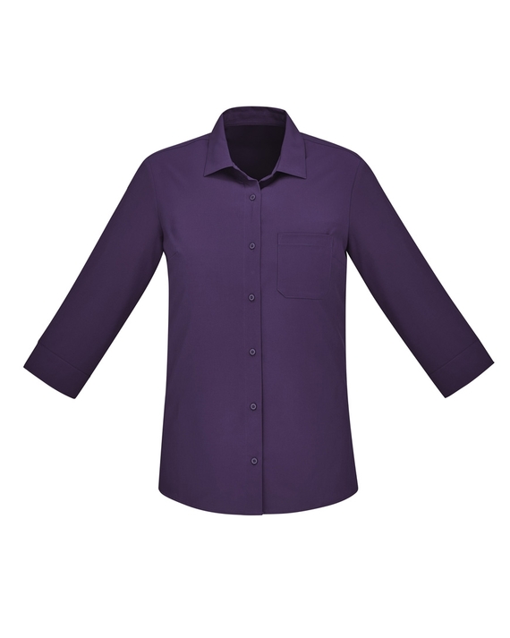 Florence Plain 3/4 Sleeve Shirt - Women - Purple