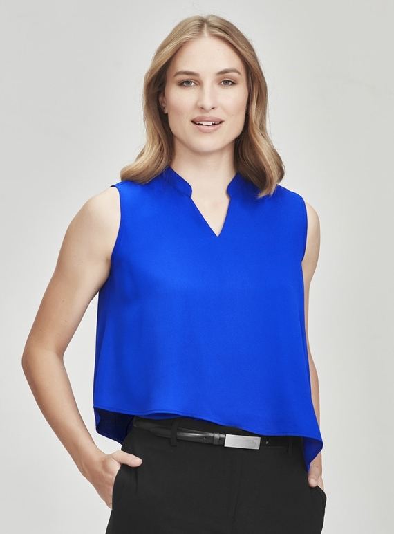 Seville Sleeveless Layered Blouse - Women - Cobalt Blue