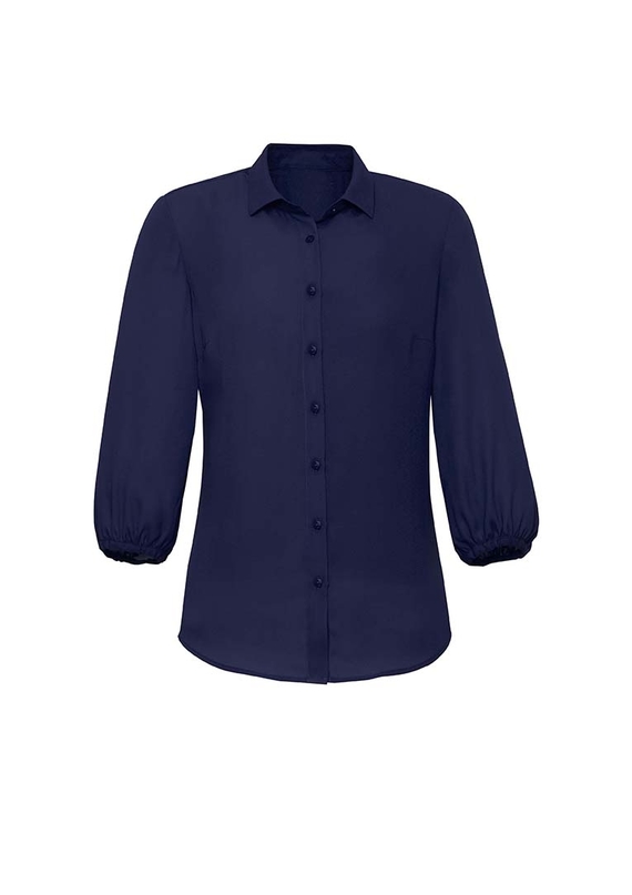 Lucy Elastic Cuff, 3/4 Sleeve Blouse - Women - Navy