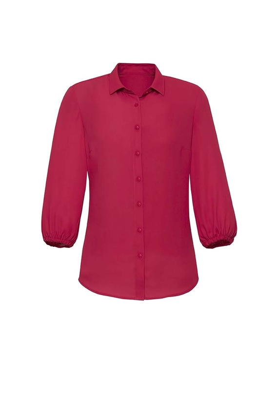 Lucy Elastic Cuff, 3/4 Sleeve Blouse - Women - Raspberry