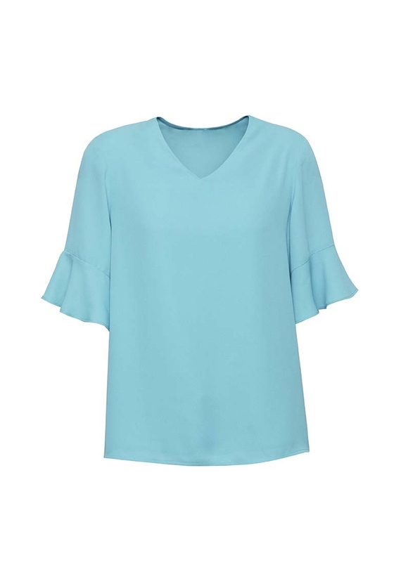 Aria Fluted Sleeve Blouse - Women - Aqua