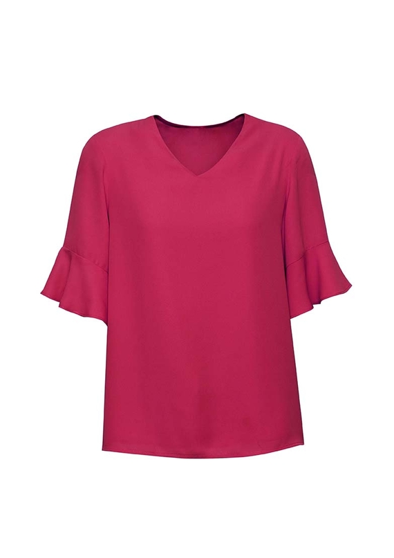 Aria Fluted Sleeve Blouse - Women - Raspberry