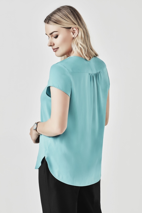 Kayla V-Neck Pleat Blouse - Women - Back