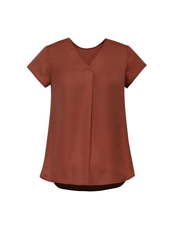 Kayla V-Neck Pleat Blouse - Women - Auburn