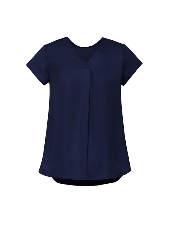 Kayla V-Neck Pleat Blouse - Women - Navy