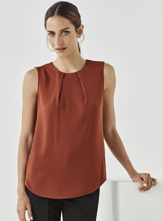 Estelle Sleeveless Pleat Detail Blouse - Women