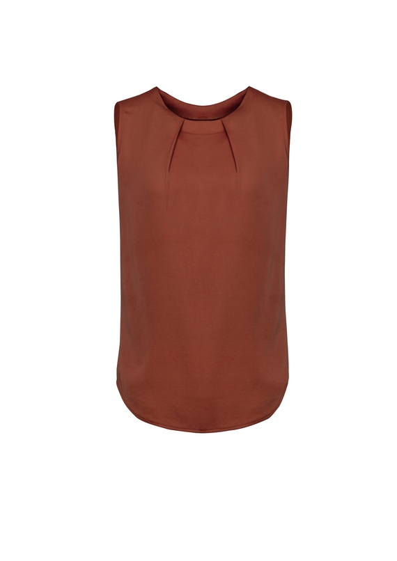 Estelle Sleeveless Pleat Detail Blouse - Women - Auburn