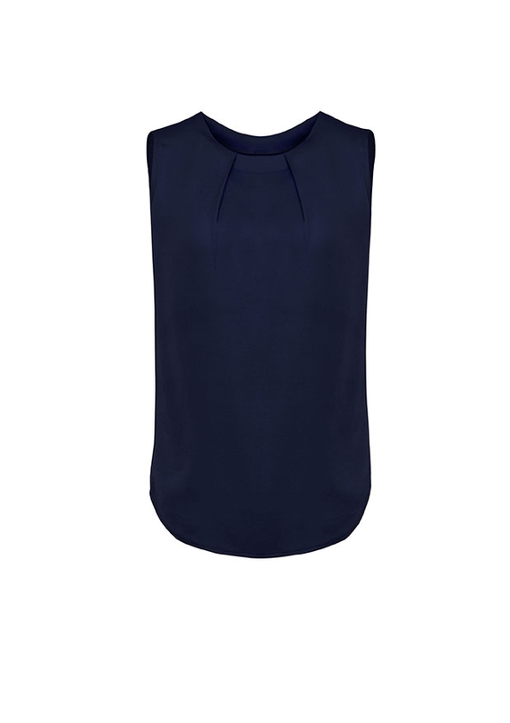 Estelle Sleeveless Pleat Detail Blouse - Women - Navy