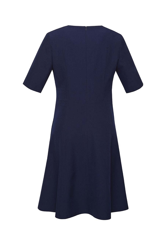Siena Short Sleeve Midi Flared Dress - Back View