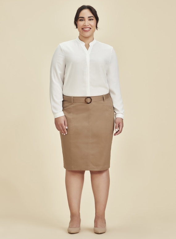 Traveller Mid Waist Stretch Chino Skirt - Women