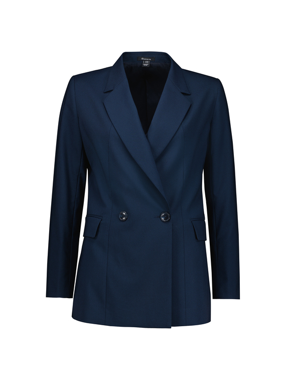 Renew Double Breasted Longline Jacket - Women - Navy Dusk