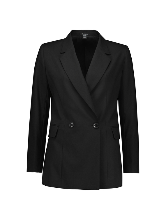 Renew Double Breasted Longline Jacket - Women - Pencil Black