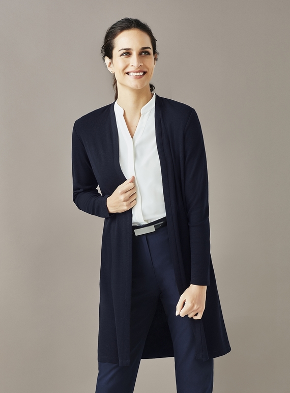 Chelsea Long Line Merino Mix Cardigan - Women - Navy