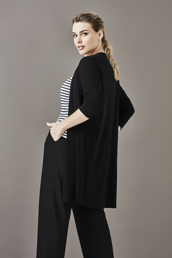 Chelsea Long Line Merino Mix Cardigan - Women - Black
