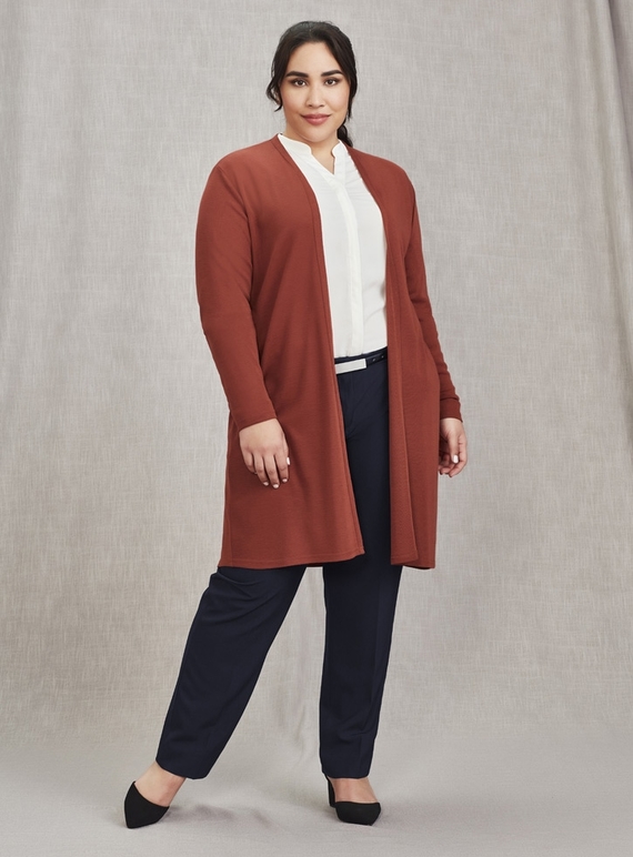 Chelsea Long Line Merino Mix Cardigan - Women - Auburn