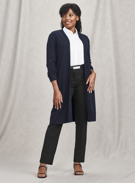 Chelsea Long Line Merino Mix Cardigan - Women - Navy