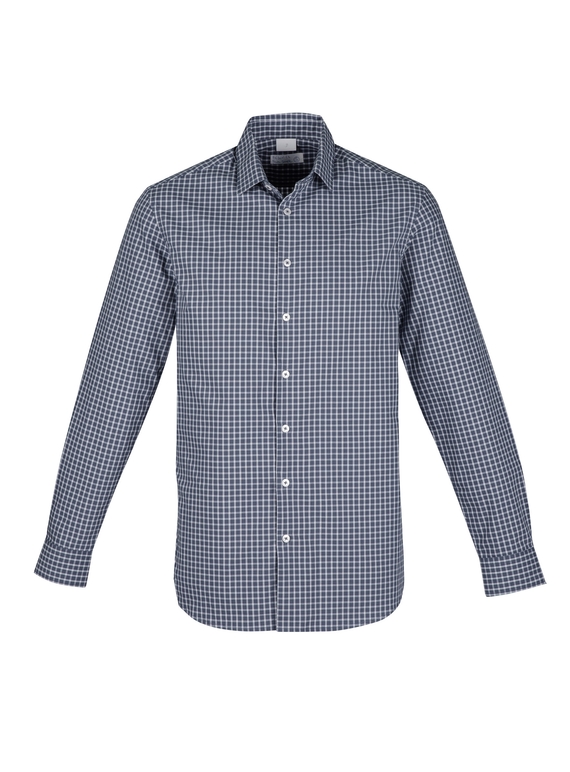 Noah Long Sleeve Shirt - Men - Storm Blue/White