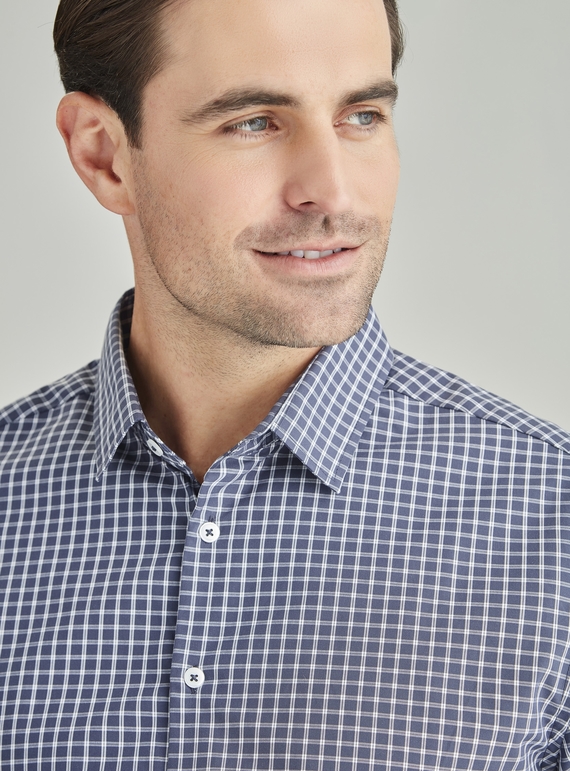 Noah Long Sleeve Shirt - Men - Storm Blue/White