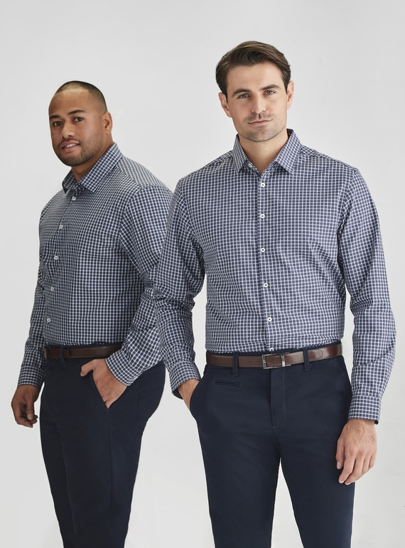 Noah Long Sleeve Shirt - Men - Storm Blue/White
