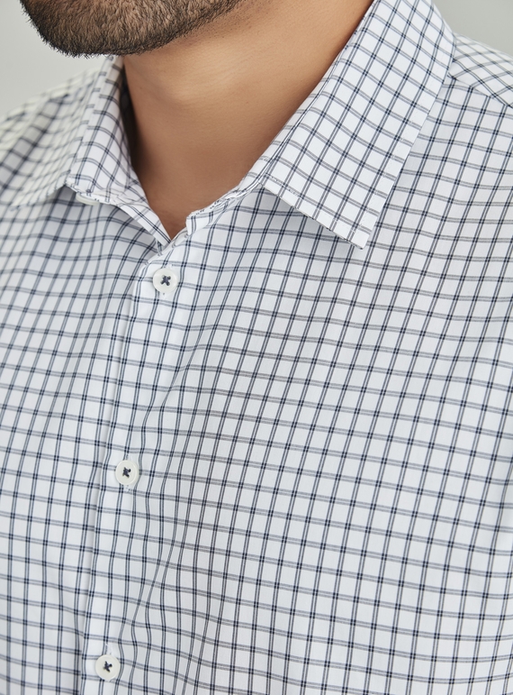 Noah Long Sleeve Shirt - Men - White/Storm Blue