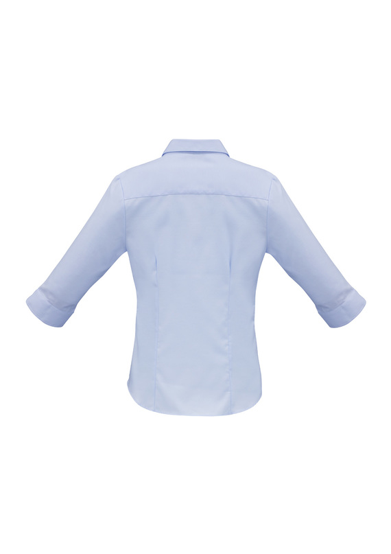 Luxe Cotton Mini Herringbone 3/4 Sleeve Shirt - Women - Back View