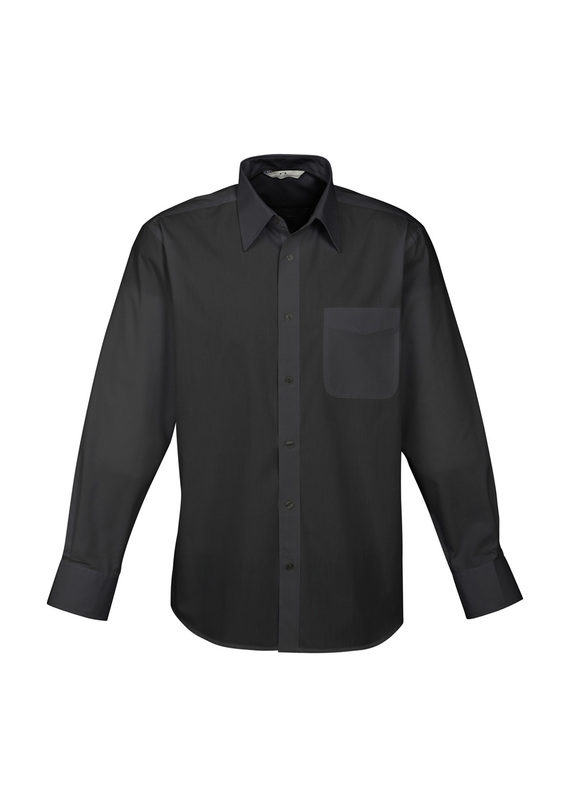Base Poplin  Long Sleeve Shirt - Men - Black