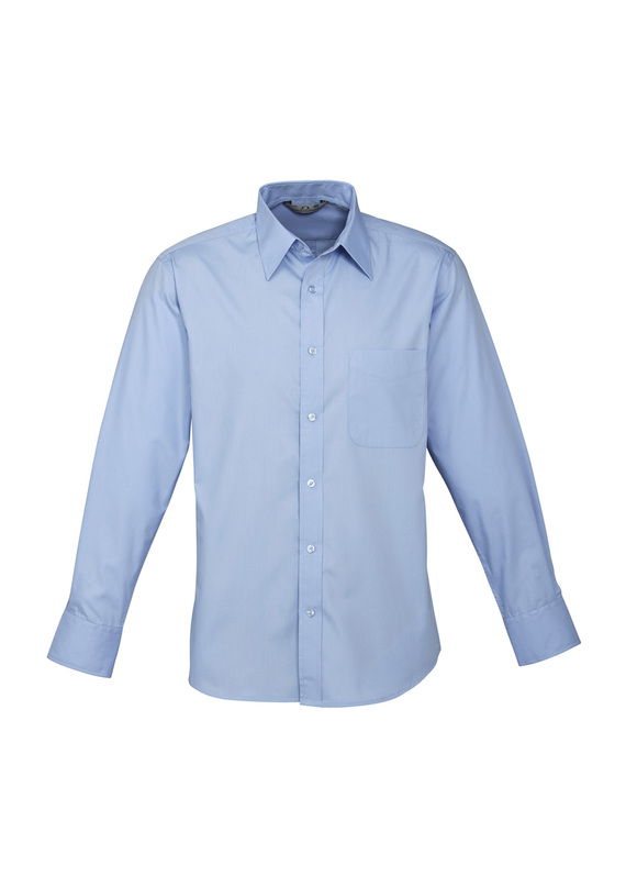 Base Poplin  Long Sleeve Shirt - Men - Blue