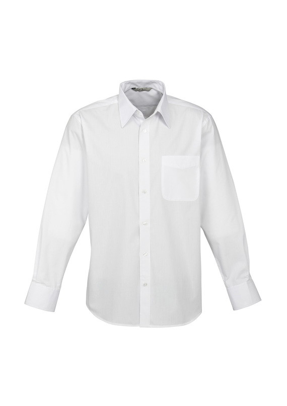 Base Poplin  Long Sleeve Shirt - Men - White