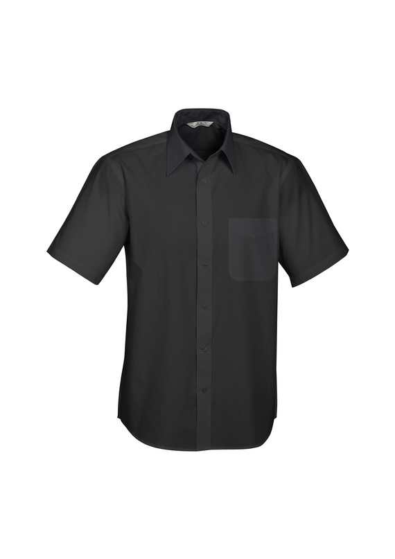 Poplin Short Sleeve Shirt - Men - Black