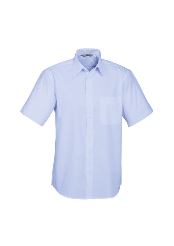 Poplin Short Sleeve Shirt - Men - Blue