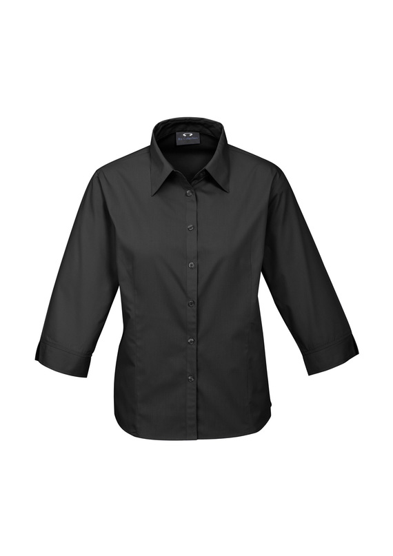 Base Poplin 3/4 Sleeve Shirt - Women - Black
