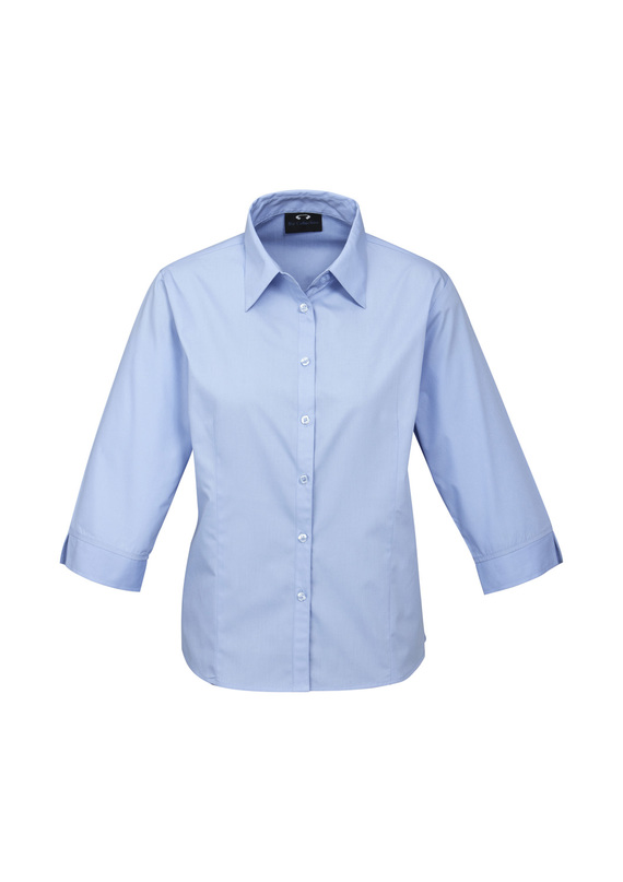 Base Poplin 3/4 Sleeve Shirt - Women - Blue
