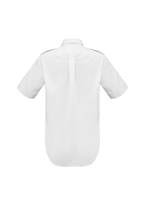 Epaulette Poplin Short Sleeve Shirt - Men - Back View