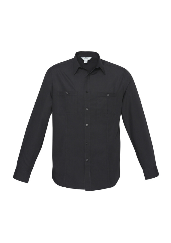 Bondi Roll-Up Long Sleeve Shirt - Men - Black(Plain)