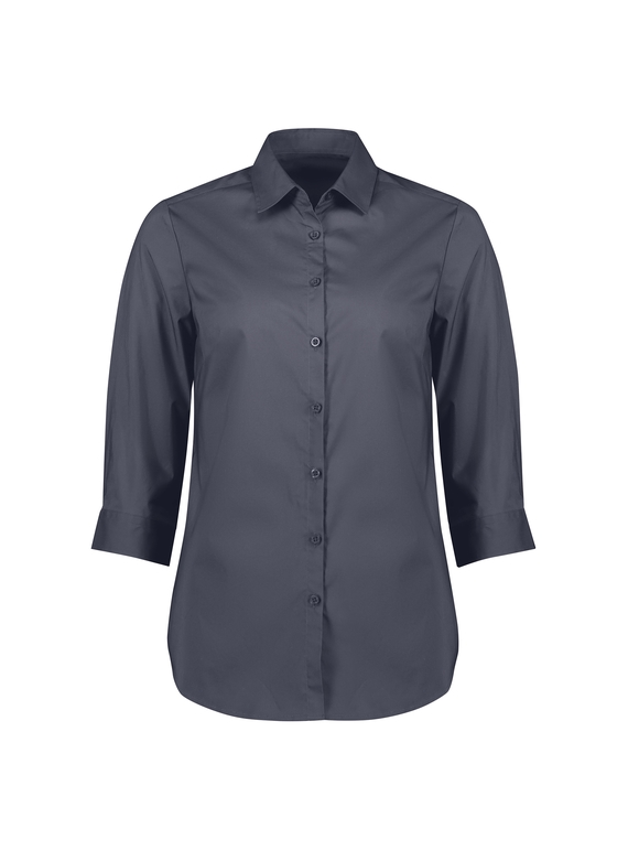 Mason 3/4 Sleeve Semi Fitted Cotton-rich Shirt - Women - Slate