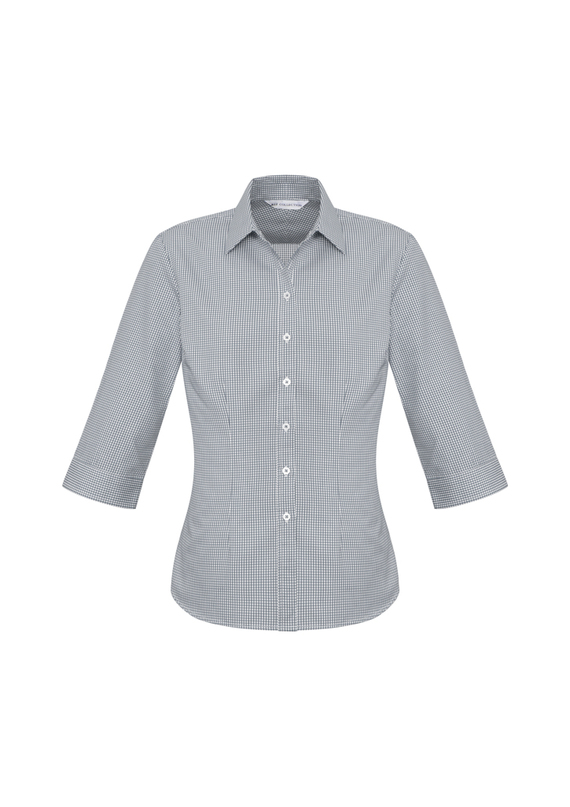 Ellison Cotton-Rich 3/4 Sleeve Check Shirt - Women - Silver