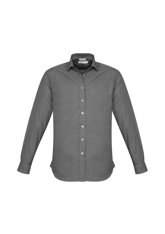 Ellison Cotton-Rich Business Check Long Sleeve Shirt - Men - Black