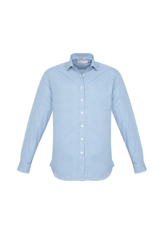 Ellison Cotton-Rich Business Check Long Sleeve Shirt - Men - Blue