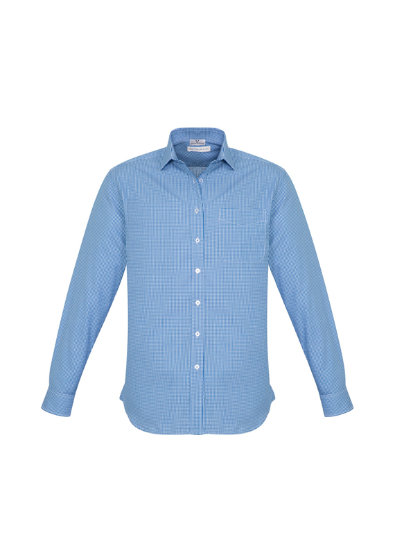 Ellison Cotton-Rich Business Check Long Sleeve Shirt - Men - French Blue