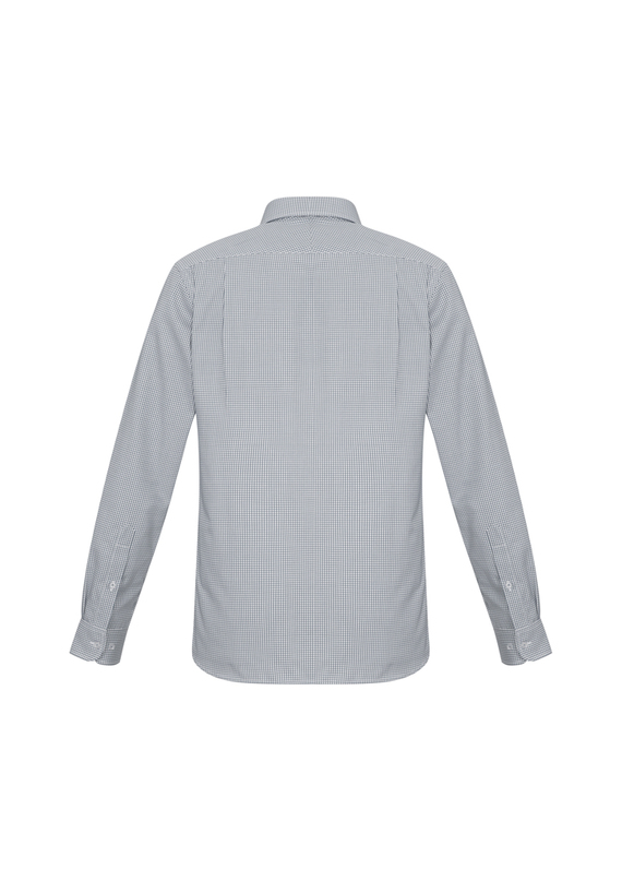 Ellison Cotton-Rich Business Check Long Sleeve Shirt - Men - Back View